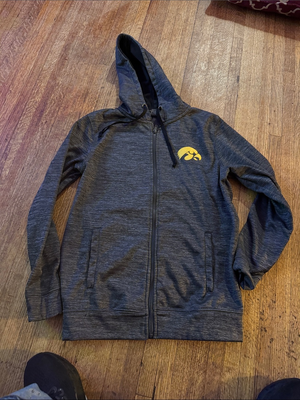 Colosseum Kids Dark Gray Zip Hoodie with Yellow Logo